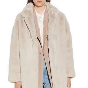 NWT Sandro Fanye Faux Fur Coat BEIGE SZ 2